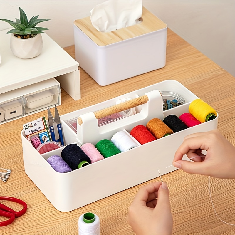 Caja organizadora para hilos, agujas y accesorios de coser en