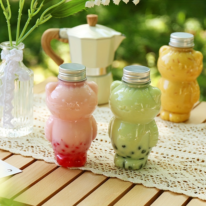 Cute Bear Juice Bottle Milk Mug Kawaii Glass Tumbler Outdoor - Temu