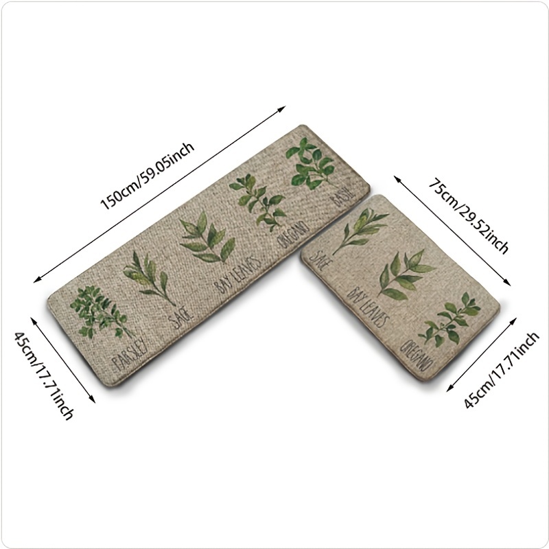 Artoid Mode Parsley Sage Oregano Basil Bay Leaves Decorative Kitchen Mats  Set of 2, Seasonal Holiday Party Low-Profile Floor Mat for Home Kitchen -  17x29 and 17…