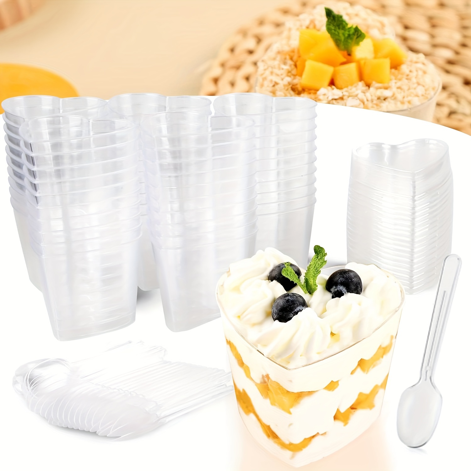 100 Pcs Mini Cuillères en Plastique Transparents Cuillères à Vaisselle  Jetables Pour Gelée Crème Glacée Dessert Apéritif (transparent)