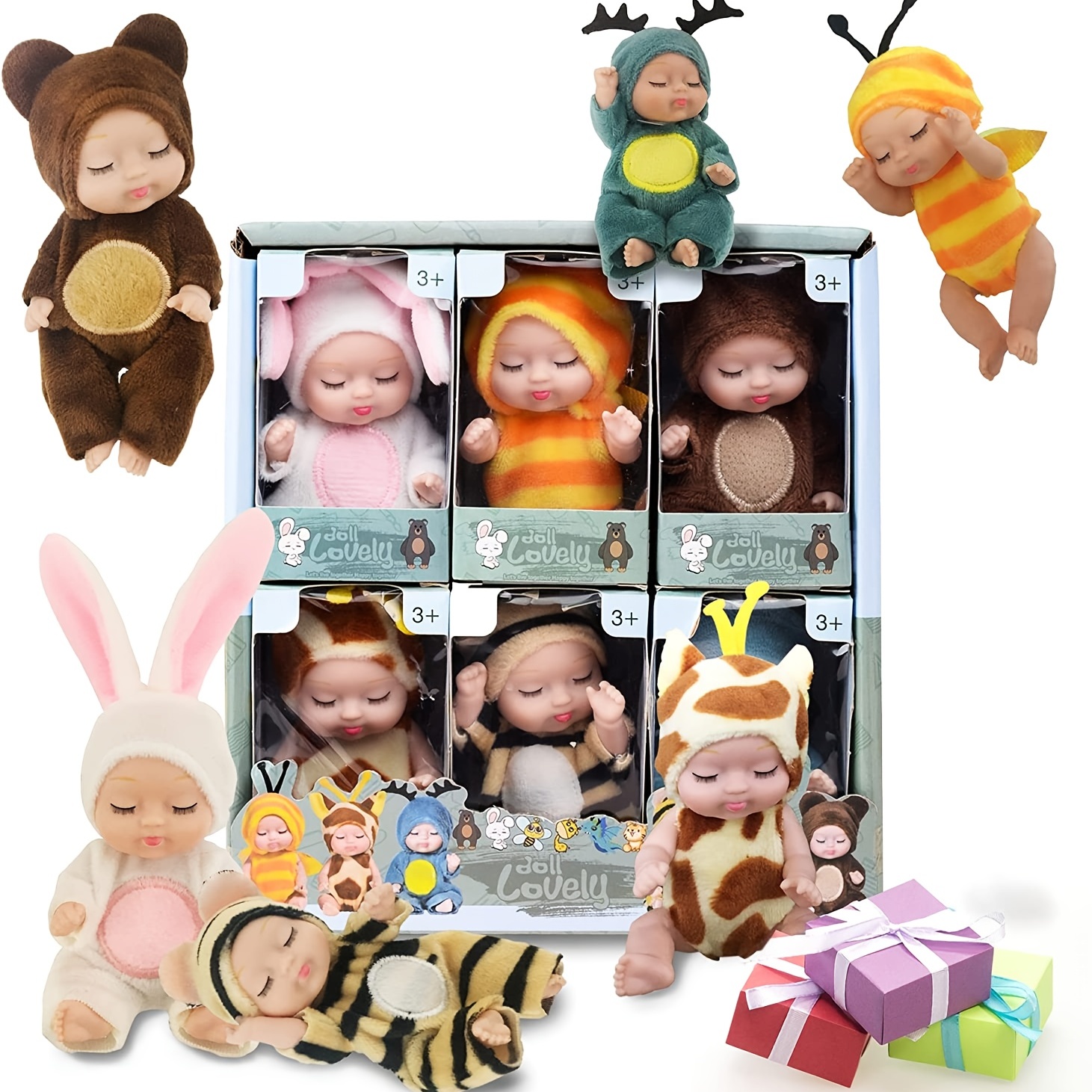 8 PCS Tiny Dolls, Silicone Princess Mini Doll for Girls, DIY