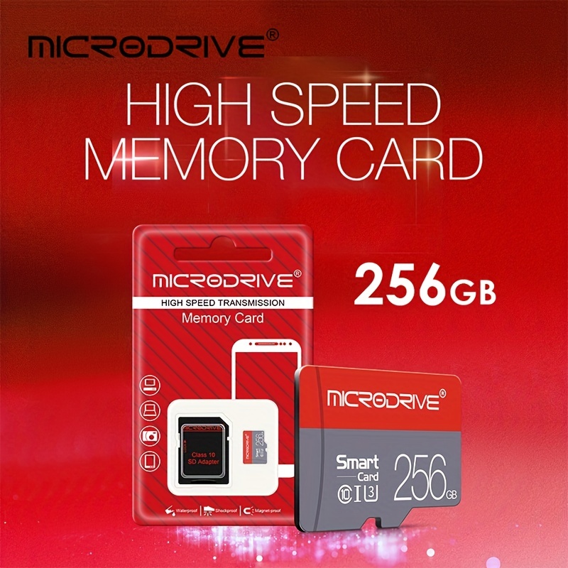 Micro SD 256 Go Carte Mémoire 256 Go Classe 10 U3 A2 Cartao De Memoria TF  Flash Micro Sd Mini Carte UHS-1 Stockage De Carte Flash TF Sd TF/SD Cartes  Jusqu'à 80MB/S 