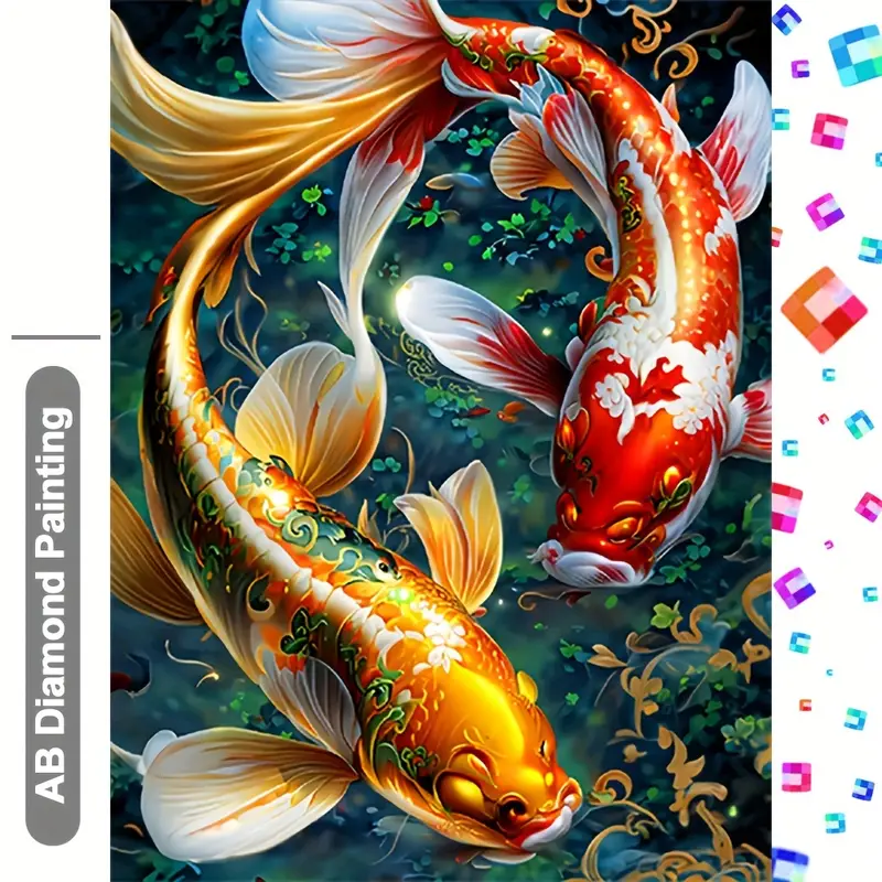 Animal Goldfish Ab Diamond Painting Kit Velvet Cloth Flower - Temu