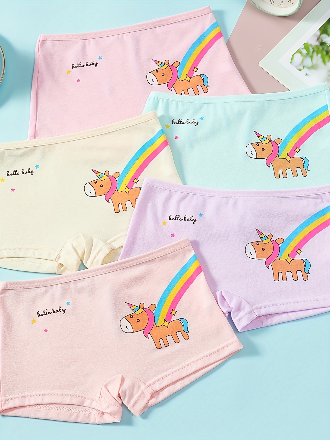 Girl's Soft Boxer Briefs Cartoon Unicorn Pattern Underwear - Temu
