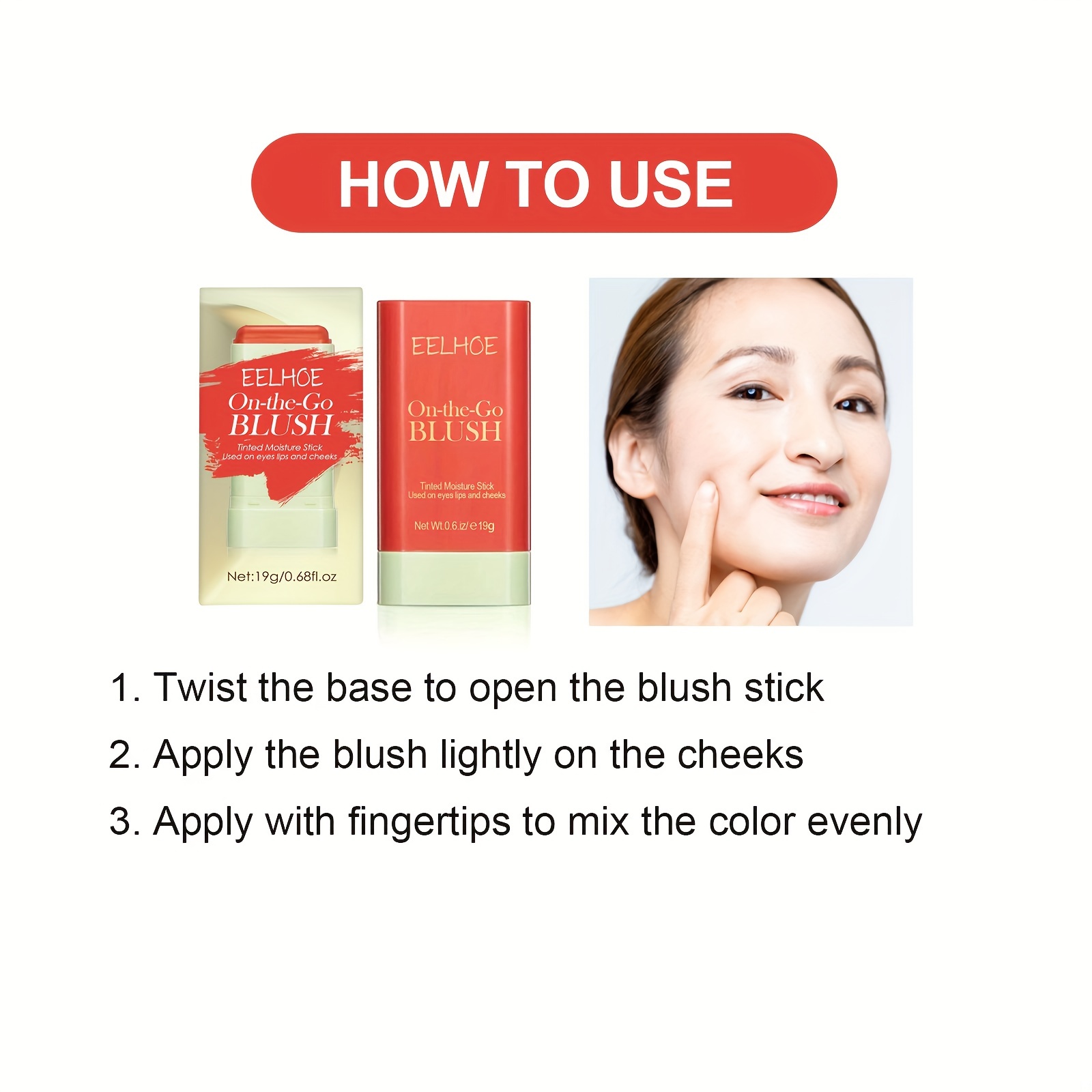 Delicate Waterproof Blush Stick for Brightening Contouring