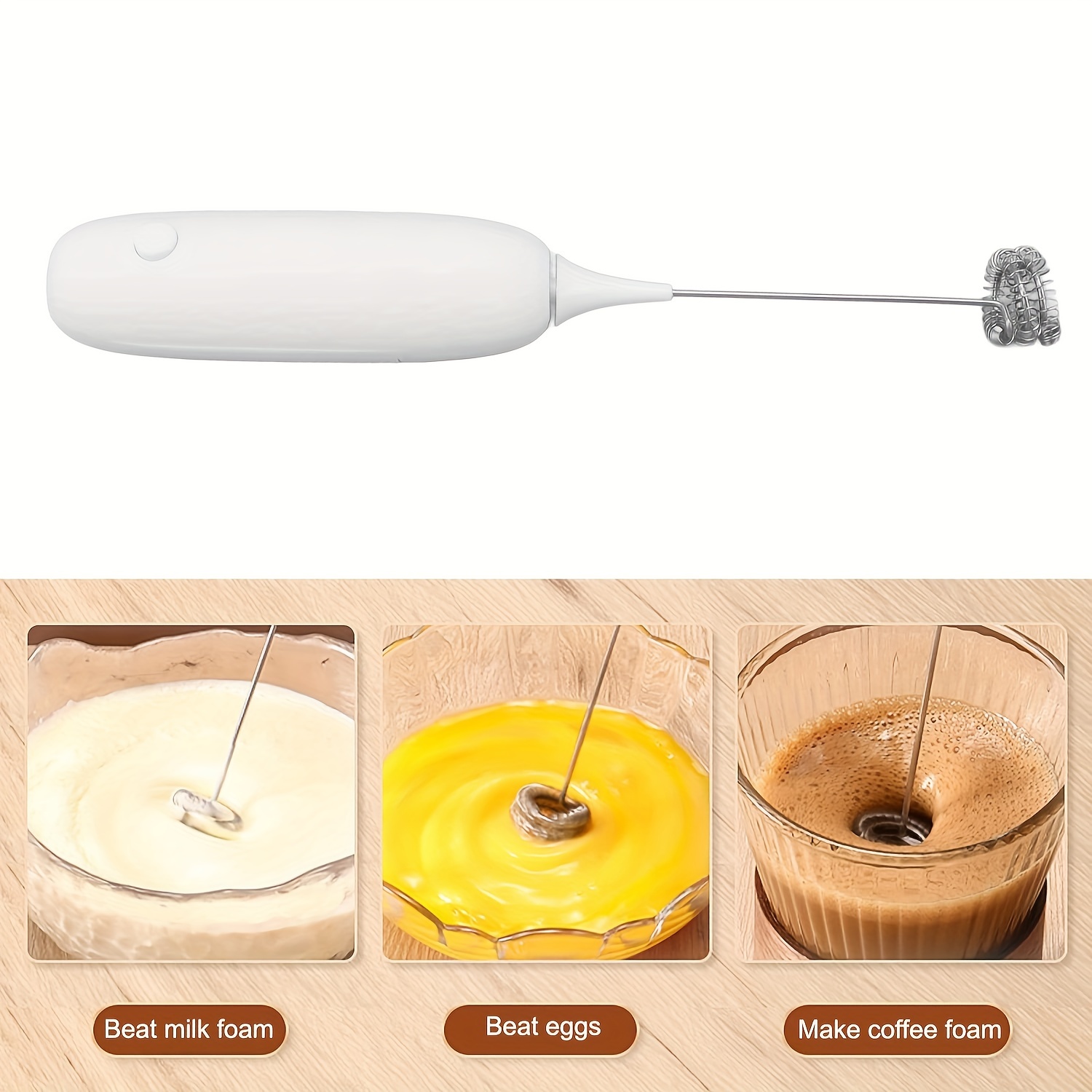 Electric Milk Frother Handheld, Battery Operated Whisk Beater Foam