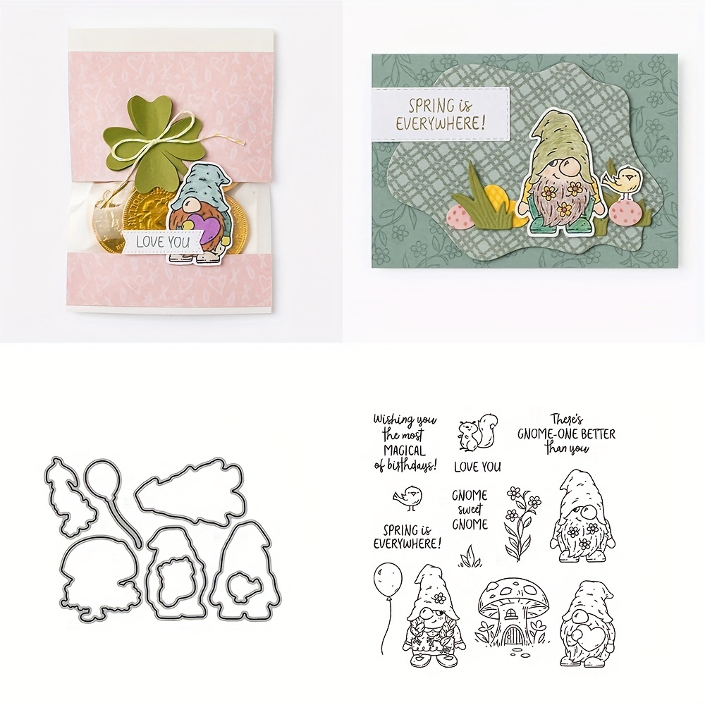 Little Gnome Stamp And Cutting Dies Set Fordiy Greeting - Temu