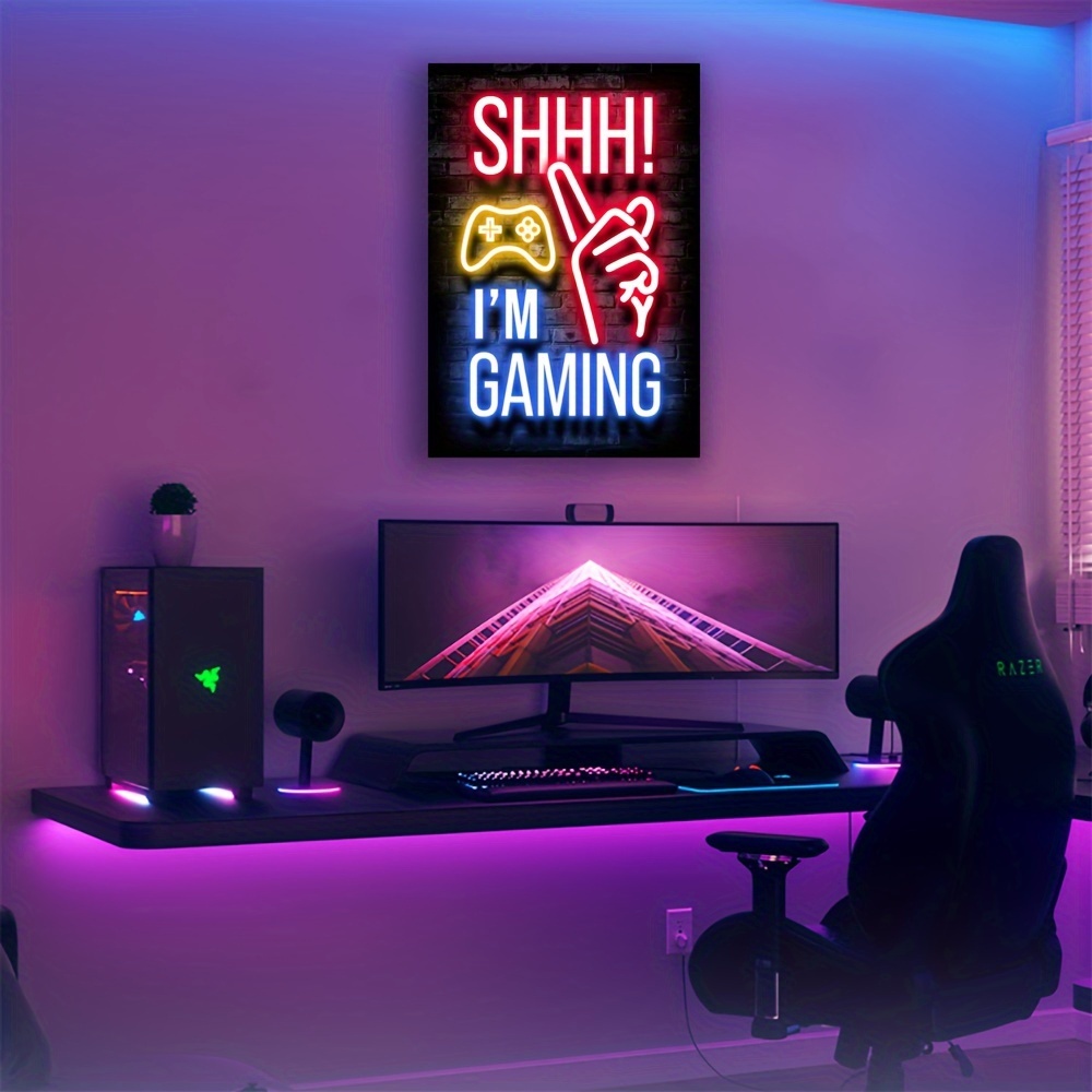 1pc neon game poster vibrant canvas painting for electronic sports room game hall and boys bedroom perfect wall decor for gamers details 0