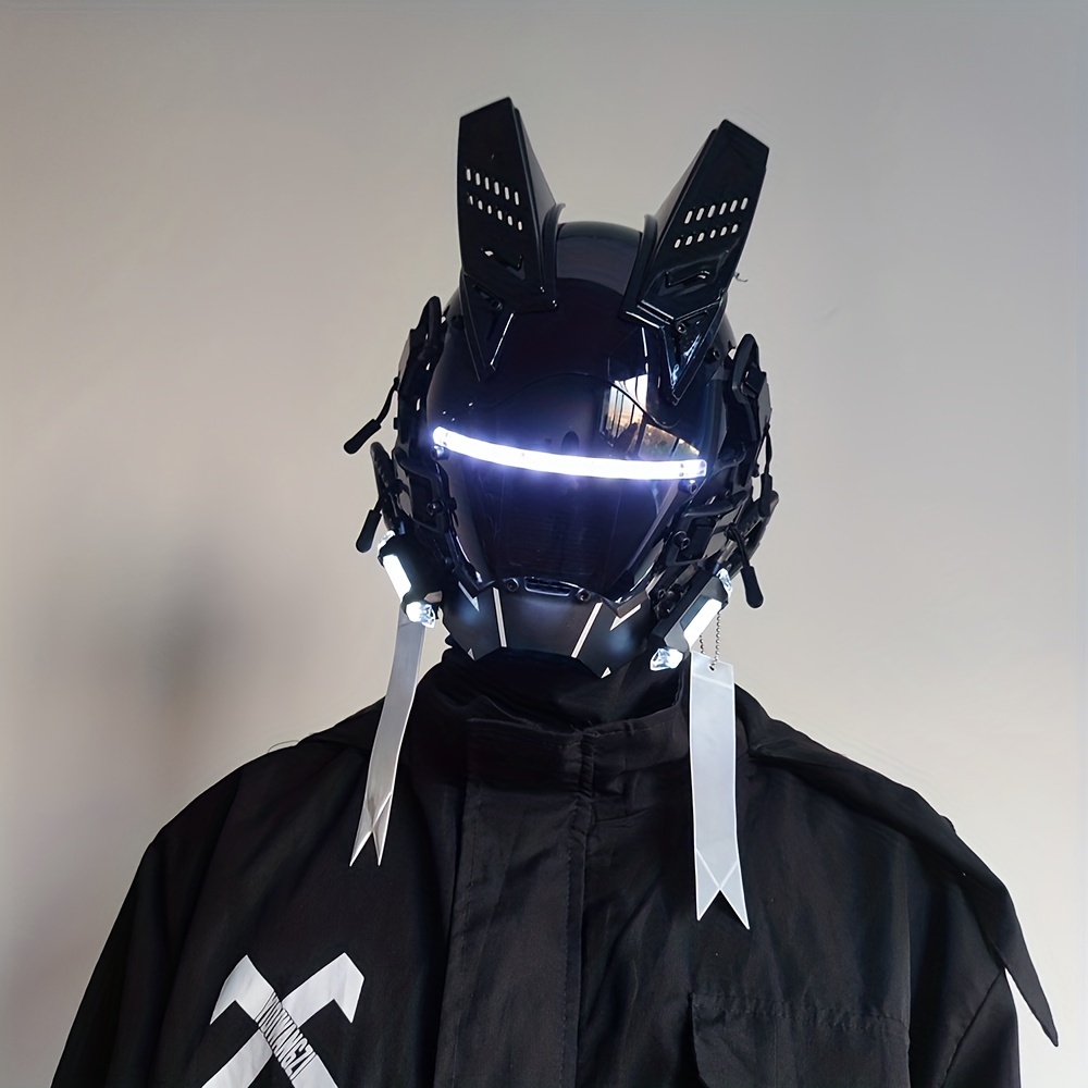 Máscara Cyberpunk De Moda Para Hombres, Máscara Luminosa De Disfraz De  Barra De Luz LED Fresca, Casco De Máscara De Ciencia Ficción Futurista  Hecho A