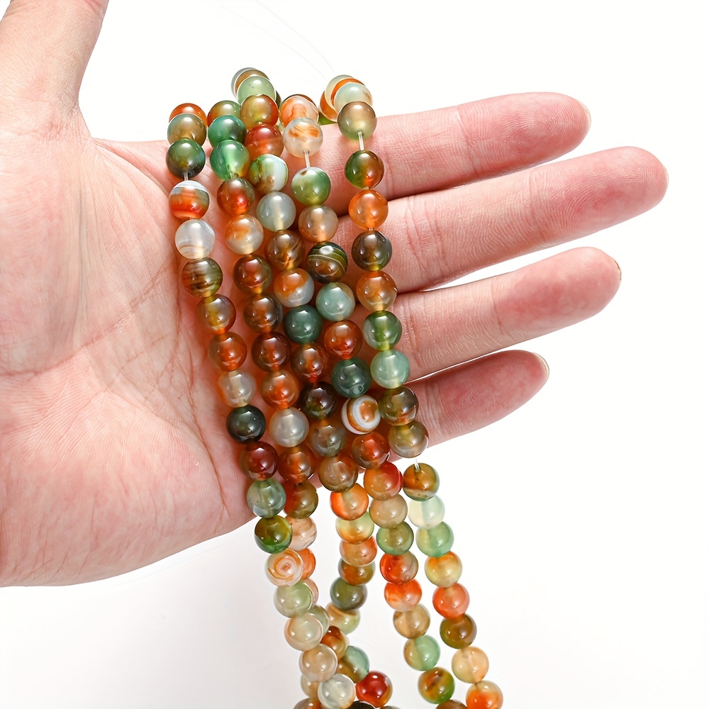 Colorful Round Loose Beads Faux Peacock Agate Beads For - Temu