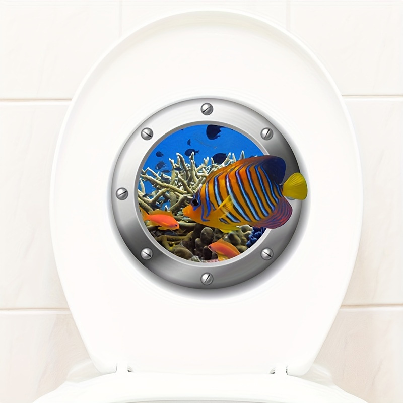 Fantasy Ocean Coral Fish Bathroom Sticker, Toilet Home Decor Wall