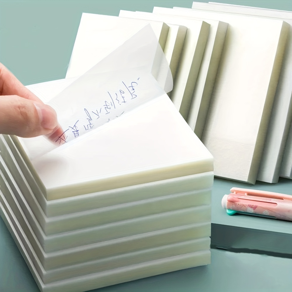 

50 Sheets Of Waterproof Self-adhesive Transparent Sticky Notes - Perfect For School & Office Supplies!