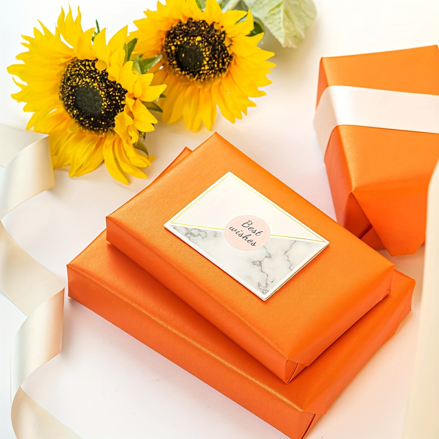 Jillson & Roberts Matte Orange Gift Wrap Rolls 5 ft x 30 in (8 Pieces)
