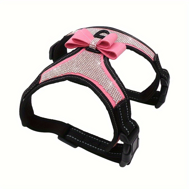 TEMU Glitter Dog Chest Harness, Escape Proof Reflective Dog Harness Bow Vest Chest Harness For Small Medium And Large Dogs