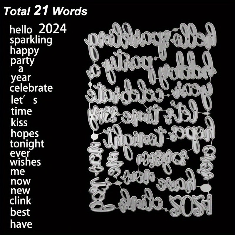 New Year Script Metal Cutting Dies 21 Words 2024 New Arrival - Temu