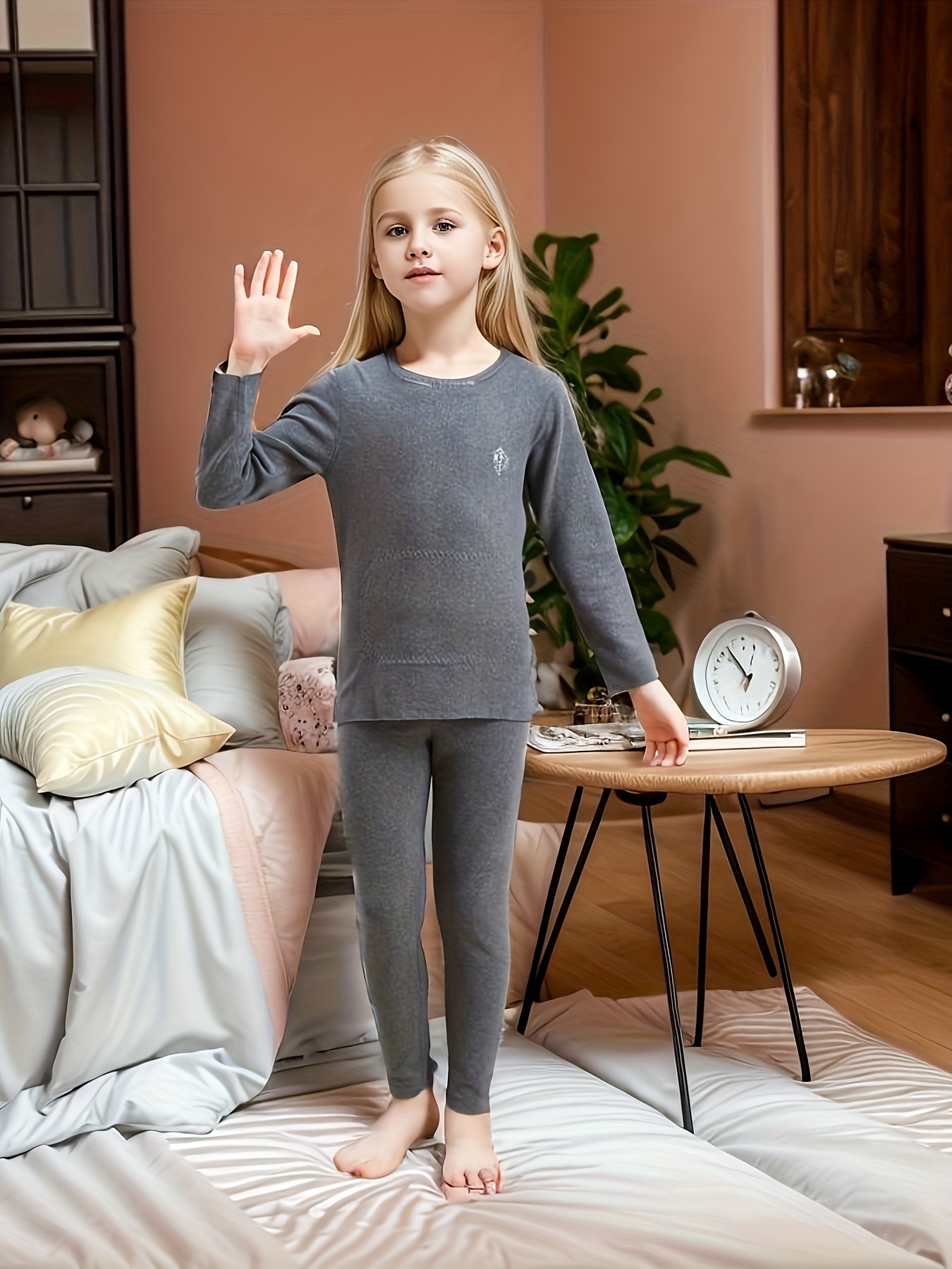 Pijamas térmicos para niños y niñas, ropa interior de invierno