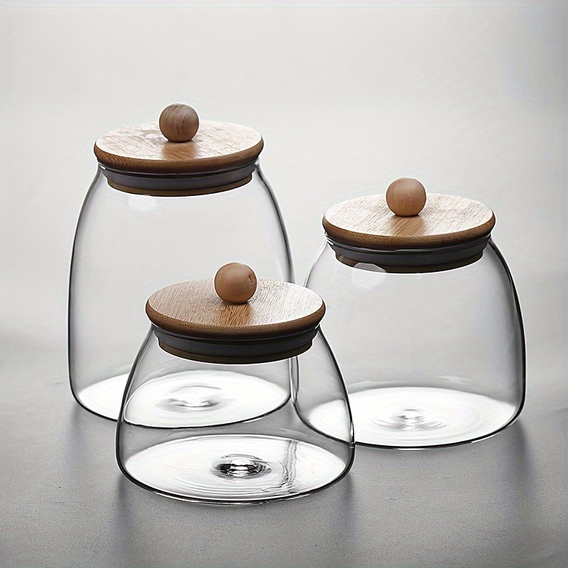 

1pc Clear Glass Jar With Lid, Glass Cylinder Airtight Adorable Canister For Candy Tea Nuts Gift, Tea Storage Chests