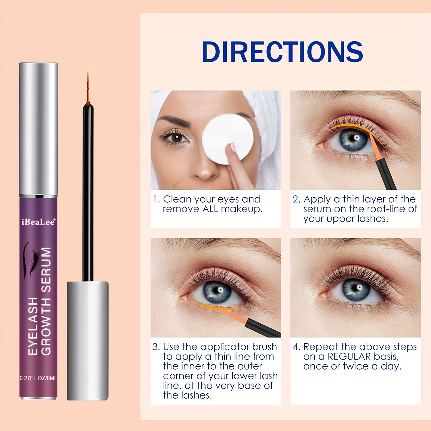 Natural Eyelash Serum for Thicker Eyelashes Faster Growth 8ml