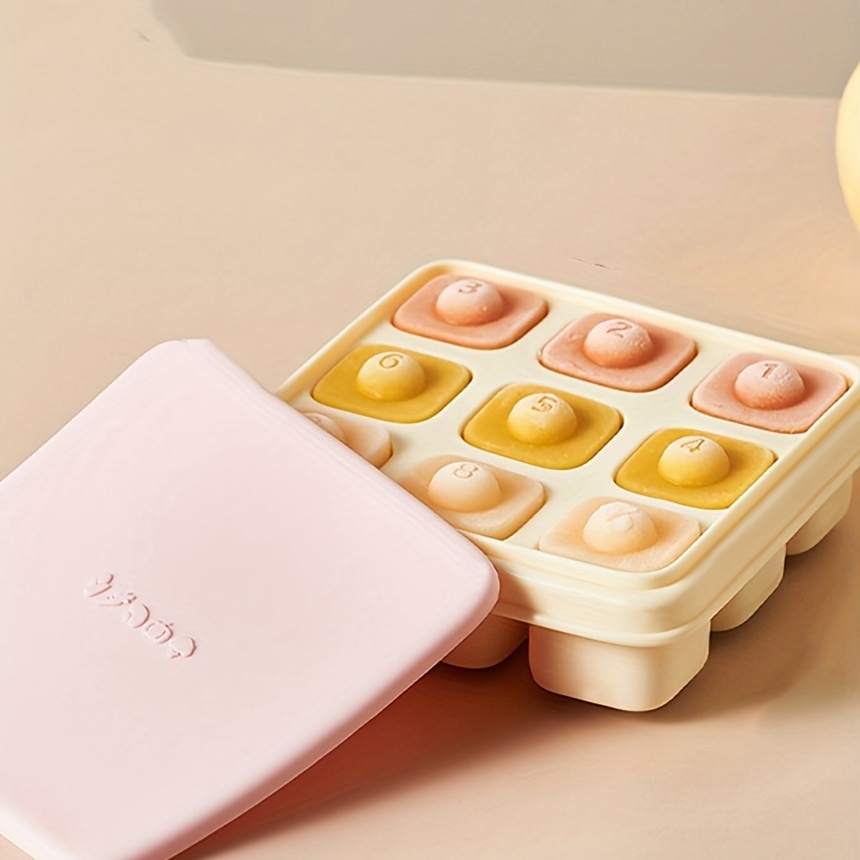 Baby Food Box with Lid Ice Tray, Food Grade Storage, Ice Cube Mold, High  Temperature Resistant, Multi-Grid, Soft Silicone
