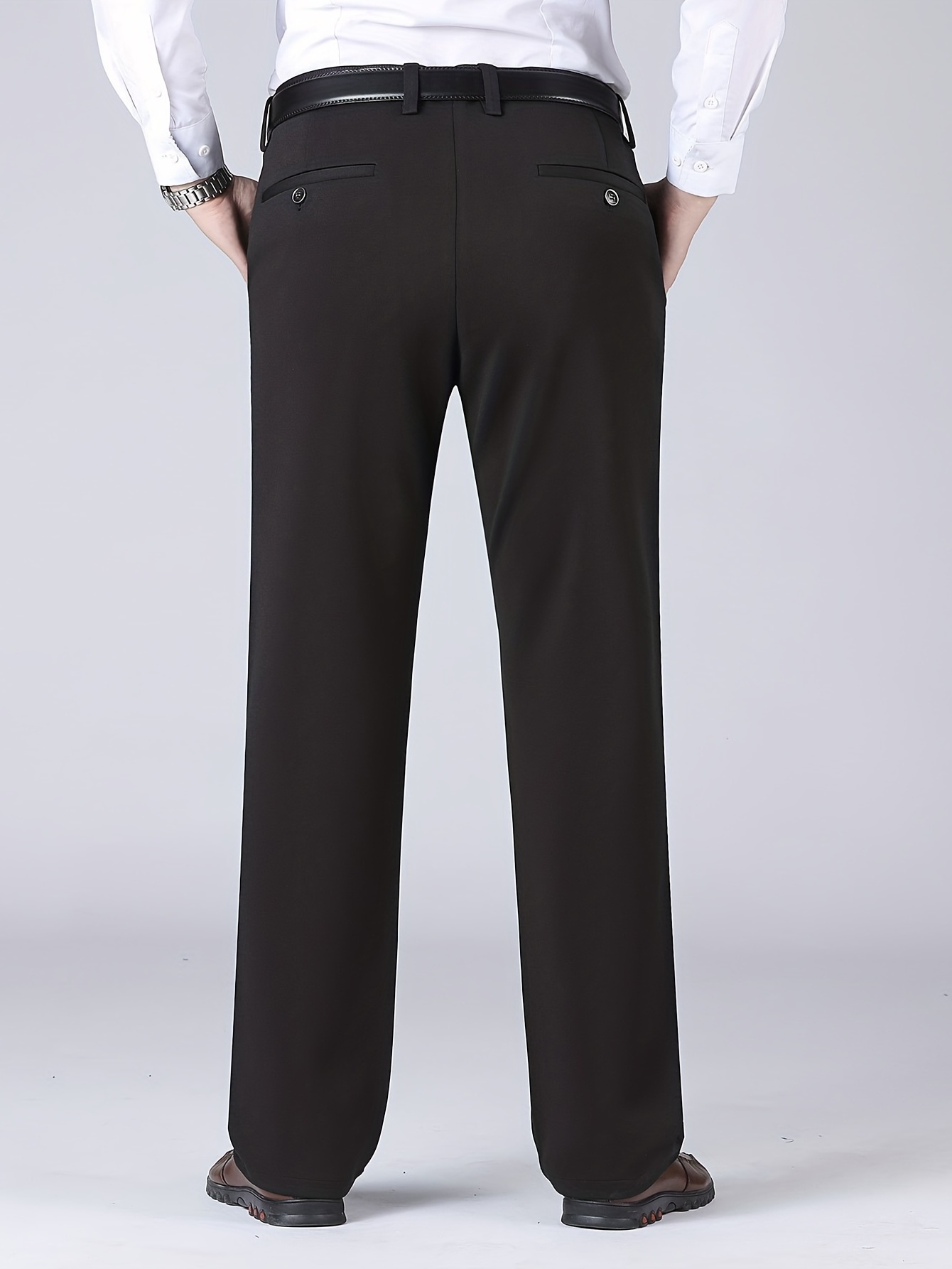 Men's Plus Size Solid Dress Suit Pants Mature Elegant Formal - Temu
