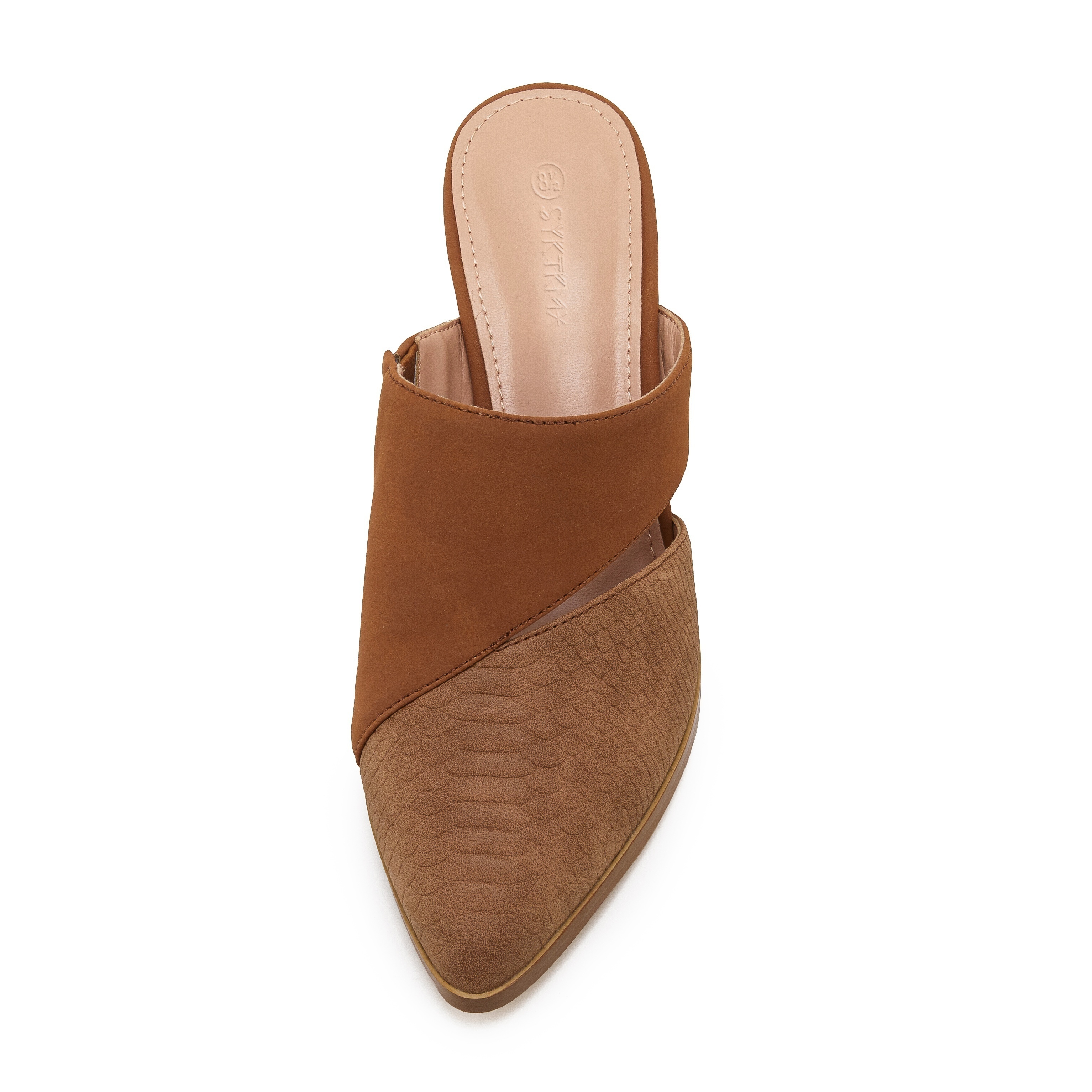 Tan pointed toe store mules