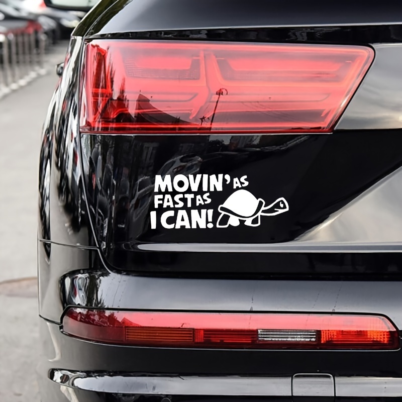 Moving As Fast As I Can Car Stickers Turtle Stickers Animal Stickers Turtle Accelerating Forward Reflective Car Stickers Scratches Cover Sticker