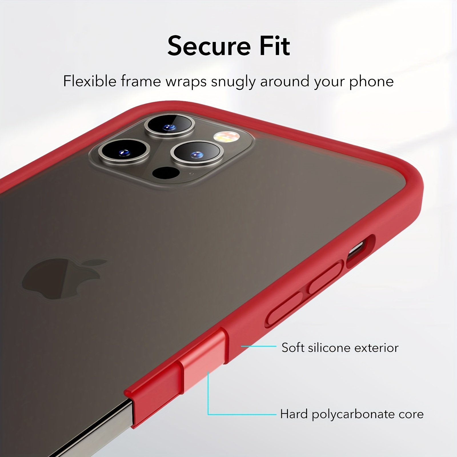 Esr Silicone Bumper Phone Case For Iphone 12/12 Pro, Raised Edge  Protection, For Magsafe, Enhanced Heat Dissipation, Lightweight Protective  Frame, Cloud Series, Black/white/red - Temu