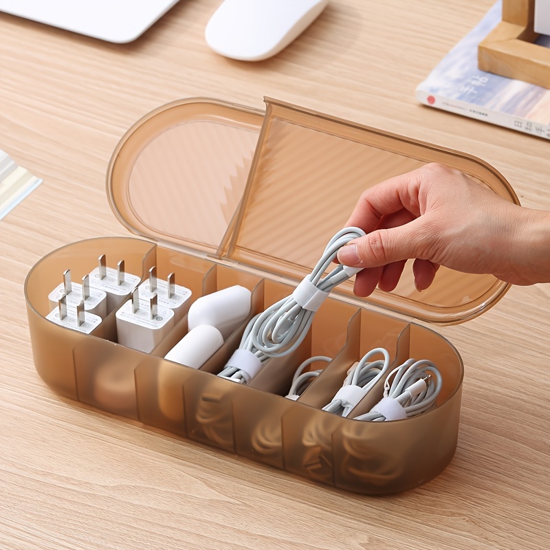 1pc Portable PP Storage Box, Minimalist Clear Cable Storage Box For Home