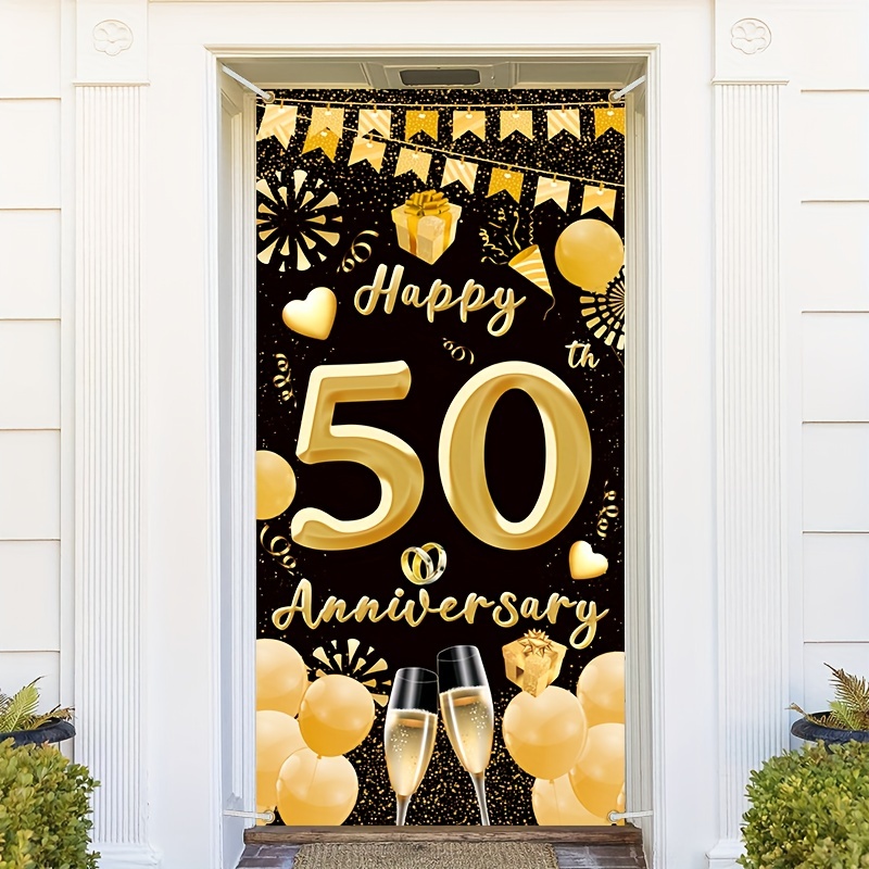 1pc Decoración Fondo Aniversario Bodas Oro Número 50 Blanco - Temu