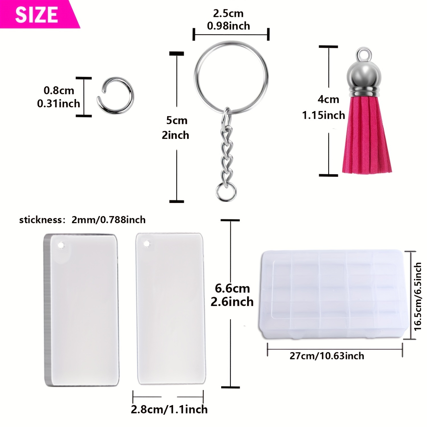 Clear Acrylic Keychain Blanks Box Set diy Sublimation - Temu