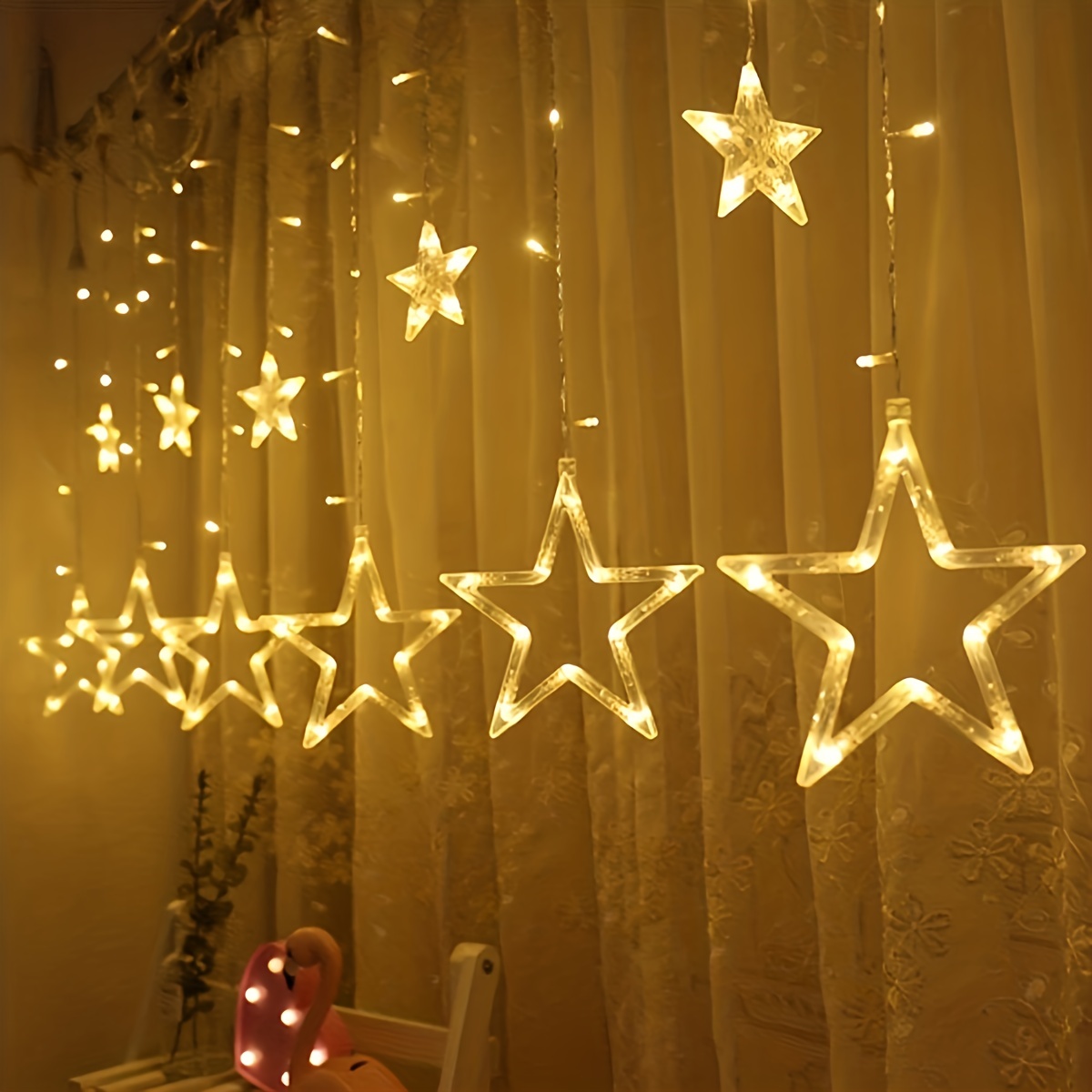 3.5m Étoiles Rideau Lumières, Noël Star Rideaux, Lumières Rideau Lumineux  LED,Lumineuse Lumière Guirlande de