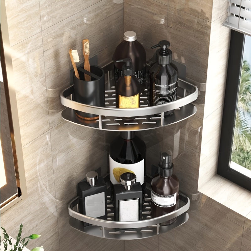 Estante de baño para 1 pieza sin perforaciones, estante de esquina colgante  para la pared, estante de almacenamiento para la ducha, organizador de cha