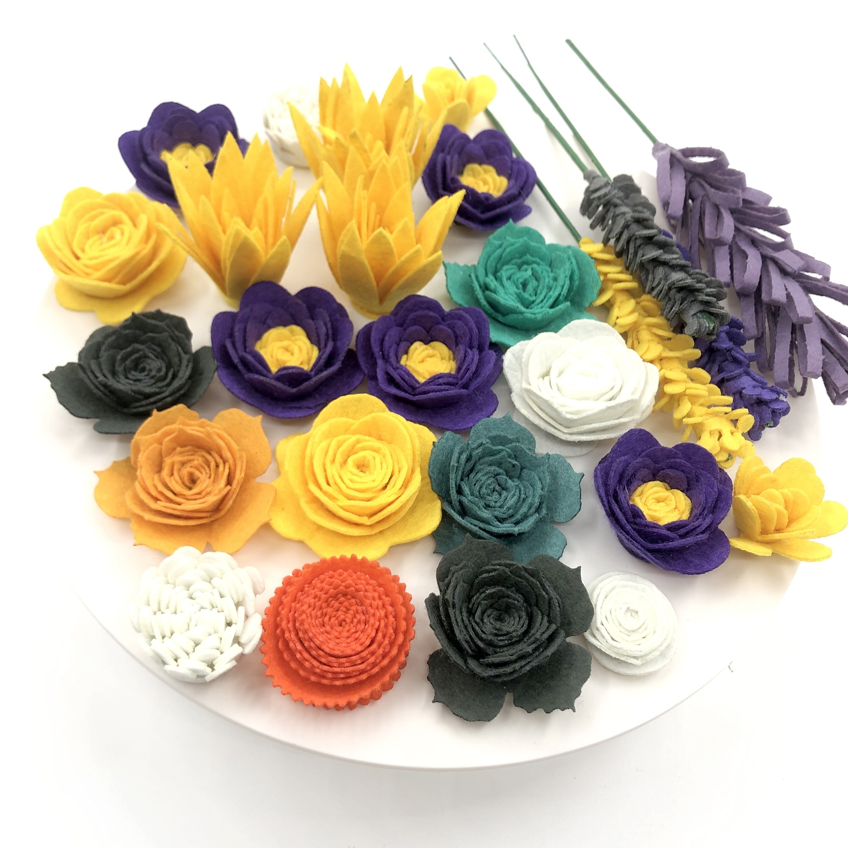 OHPHCALL 150pcs DIY Flowers for Crafts Felt Flowers for Crafts Felt Flowers  Bulk Felt Flower Embellishments Flowers Patch Felt Roses for Crafts Hand