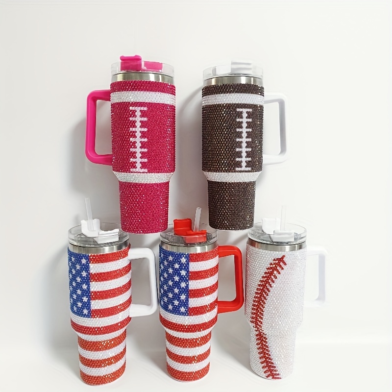 Us Flag Tumbler With Lid And Straw Stainless Steel Thermal - Temu