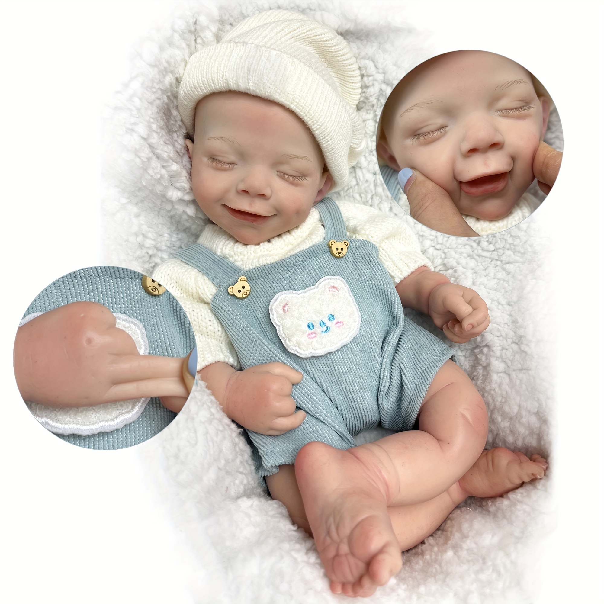 16.54inch Soft Platinum Solid Silicone Bebe Reborn Boy With Artist Oil Painted Skin Handmade Lifelike Smile Reborn Baby Boy Can Bath Newborn Baby Toy