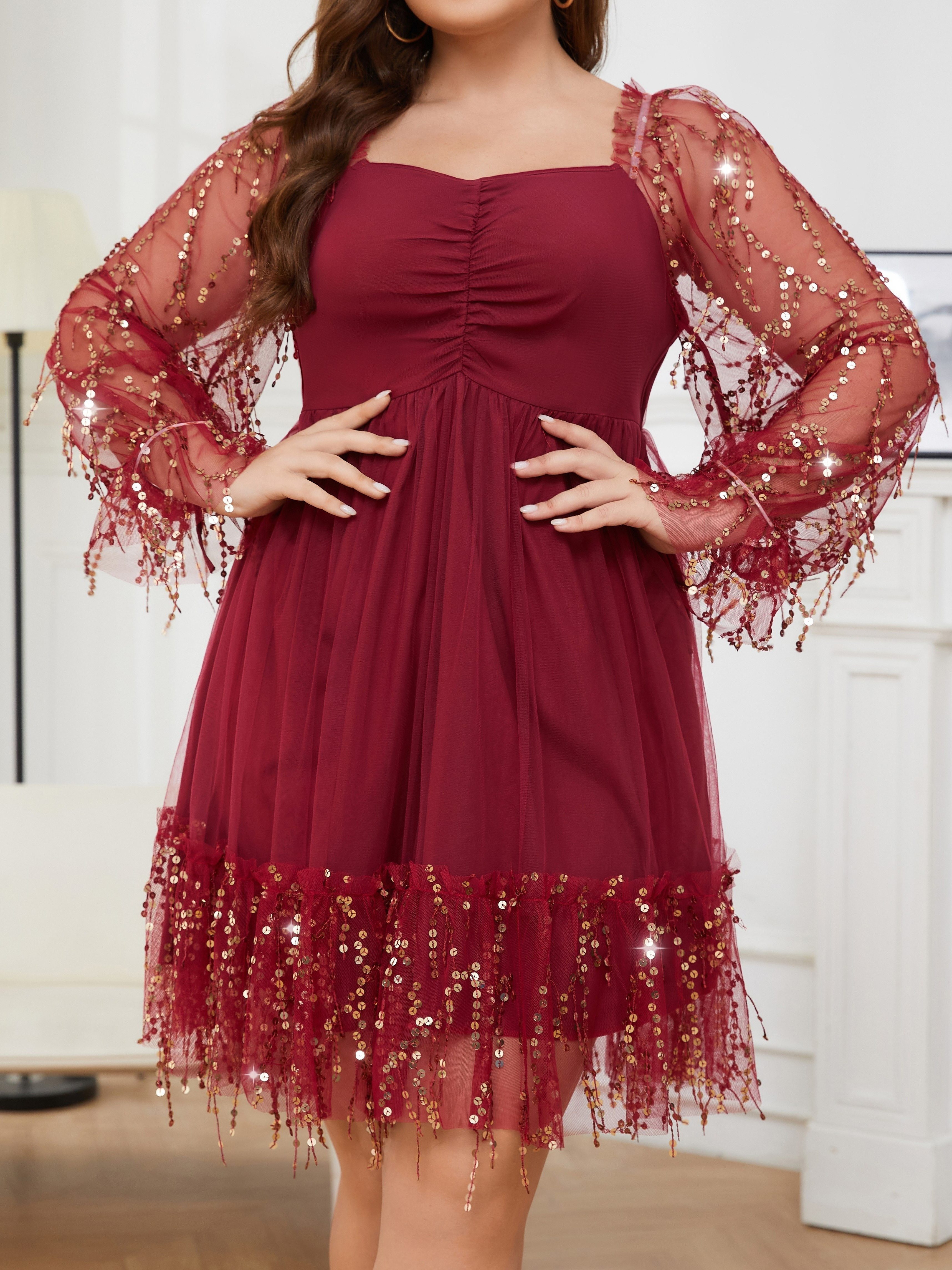 burgundy plus size cocktail dress