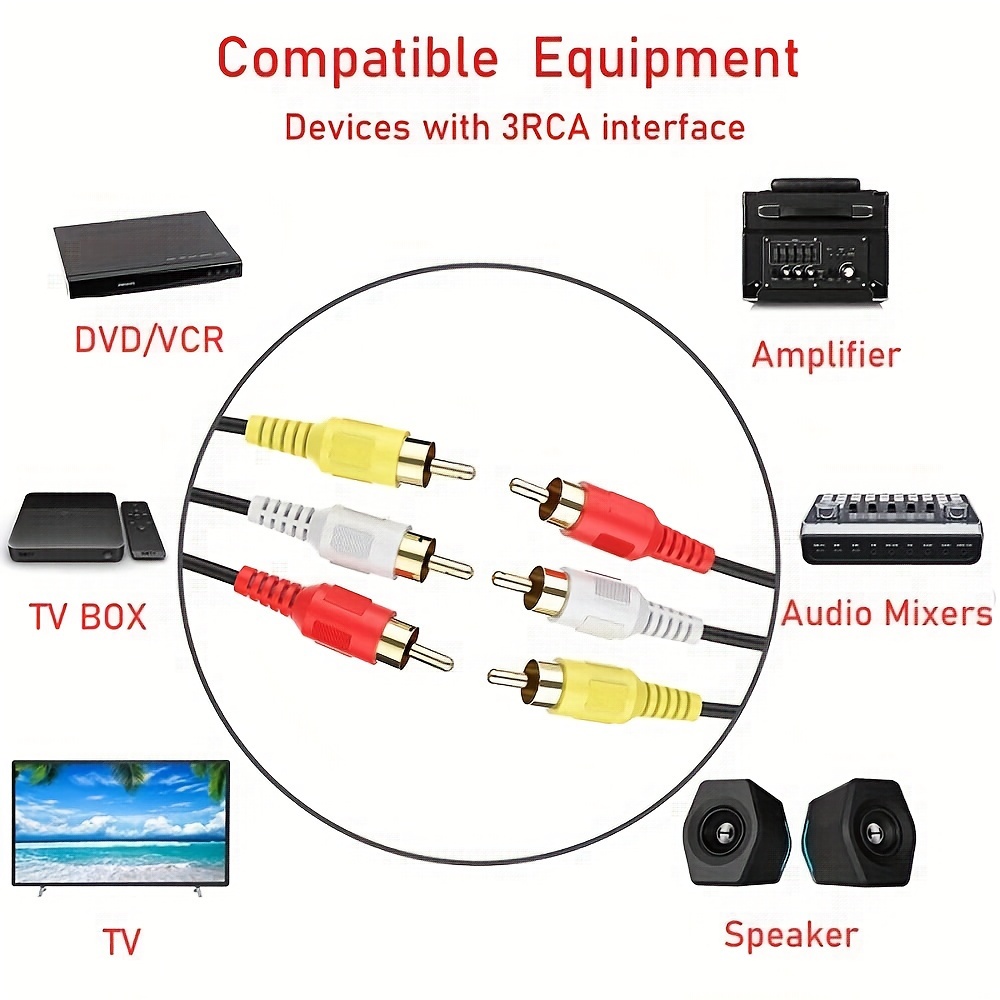 Cable Adaptador AV Audio Video Jack 3.5MM a 3 RCA Conector Macho