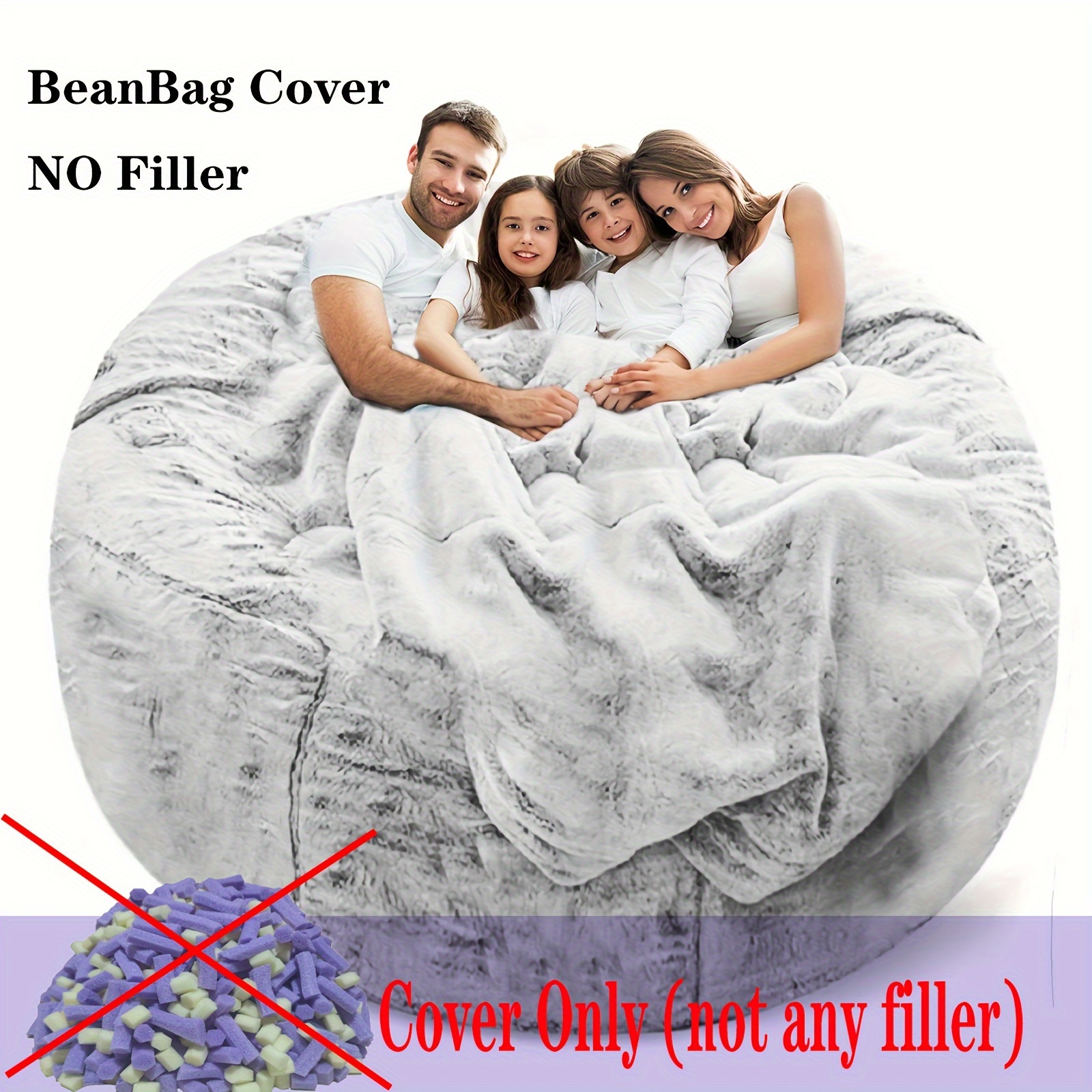 Bean Bag Chair Cover Large Circular Soft Fluffy Pv Velvet - Temu