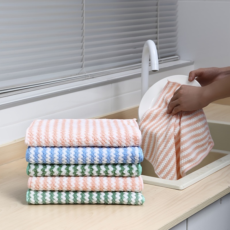 Striped Dish Towels Double Sided Super Absorbent Square Dish - Temu