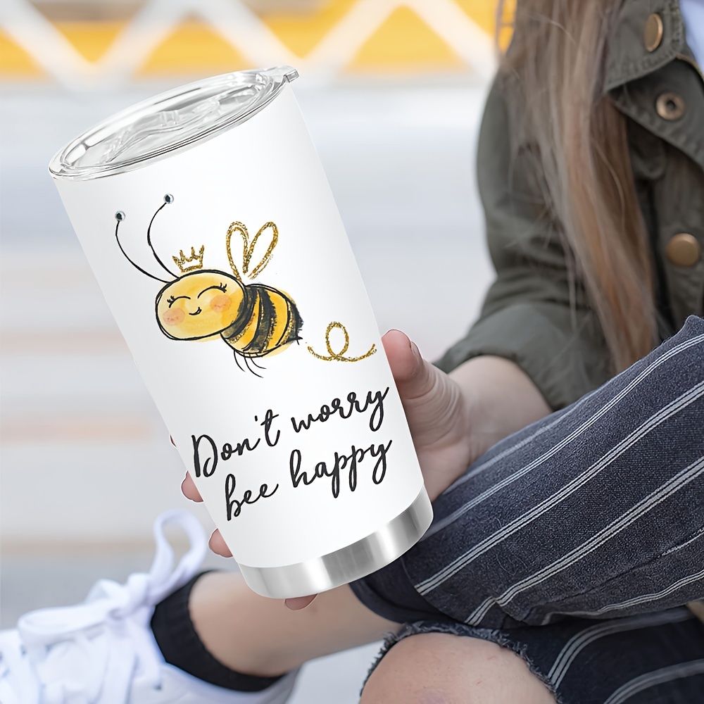 TEMU 1pc, 20oz Themed Stainless Steel Insulated Cup, Don't Worry Series English Letter Cup, Inspirational Copywriting And Illustration Cup, Birthday Gift , New Year Gift