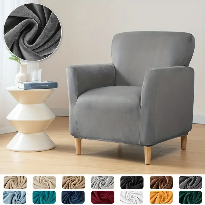 1pc super soft armchair slipcovers elastic velvet club tub chair slipcovers for living room bar counter hotel home decor details 3