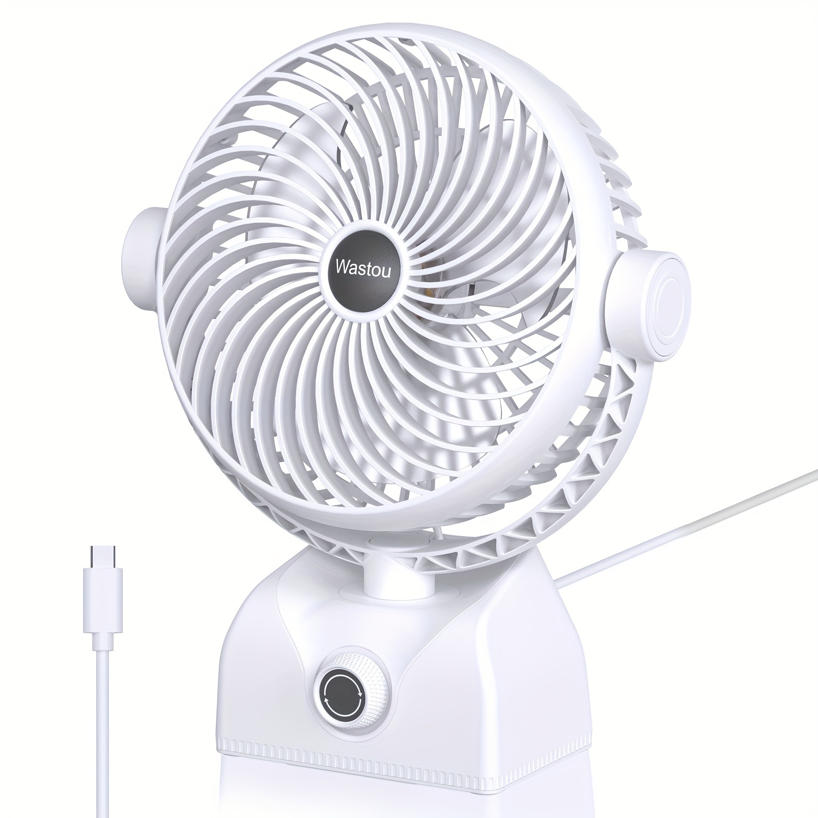 Ventilateur de bureau USB blanc, petit ventilateur de bureau silencieux  Mini ventilateur USB, ventilateur de table à débit d'air puissant réglable  à 3 vitesses, ventilateur de bureau portable à rotati