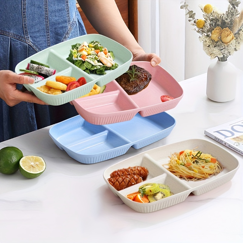 Bariatric Portion Control Plate Salad Bowl and Healthier Diets Sectioned Plates.HOME Portion Control Plate for Weight Loss for Adults (deep Blue)