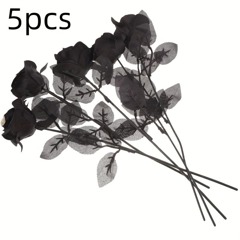 Artificial Roses Stem Fake Black Flowers Stem Plastic Rose - Temu