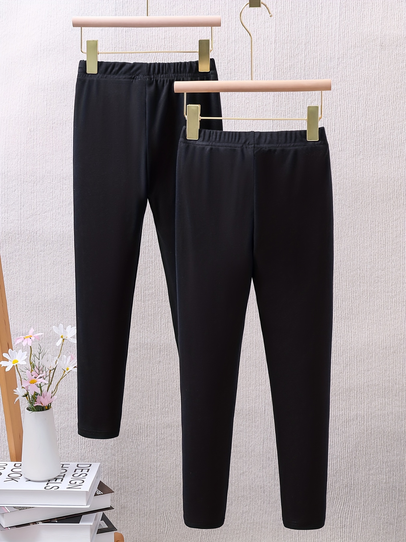 Solid Elastic Waist Leggings