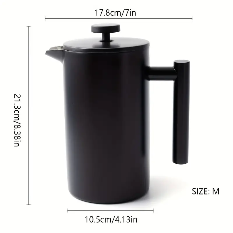 1pc double layer 304 stainless steel french pressure pot insulation hand brew coffee pot household juice pot milk tea bean milk pot manual coffee containers coffee accessories details 2