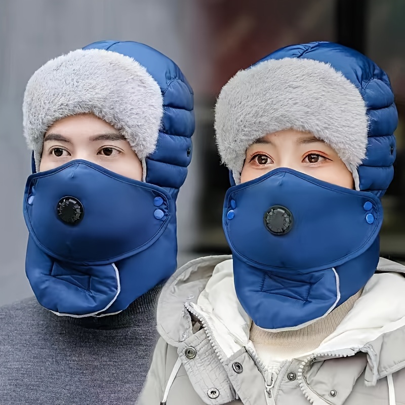 Two Pieces Winter Ear Flap Hat Mask Set Windproof Ear - Temu