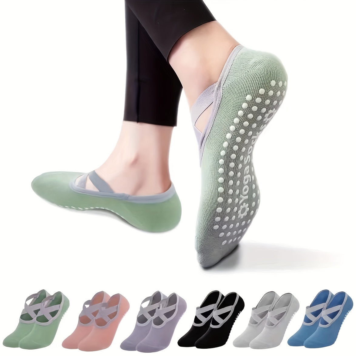 1pc Anti-Slip Yoga Socks For Women, Professional Pilates Socks, Sticky  Non-Slip Grips Socks For Pilates, Barre Dancing