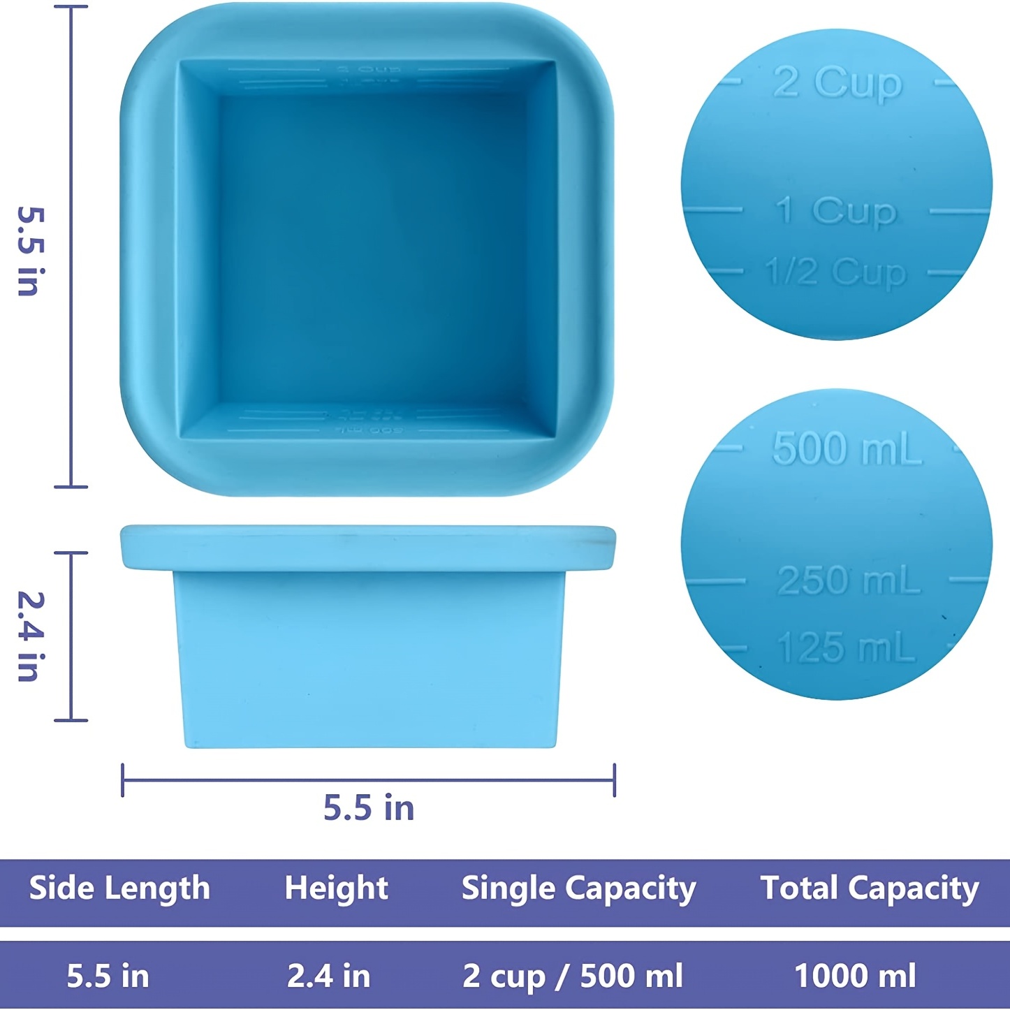 Kinggrand Kitchen 1-Cup Silicone Freezer Tray with Lid - 1 Pack