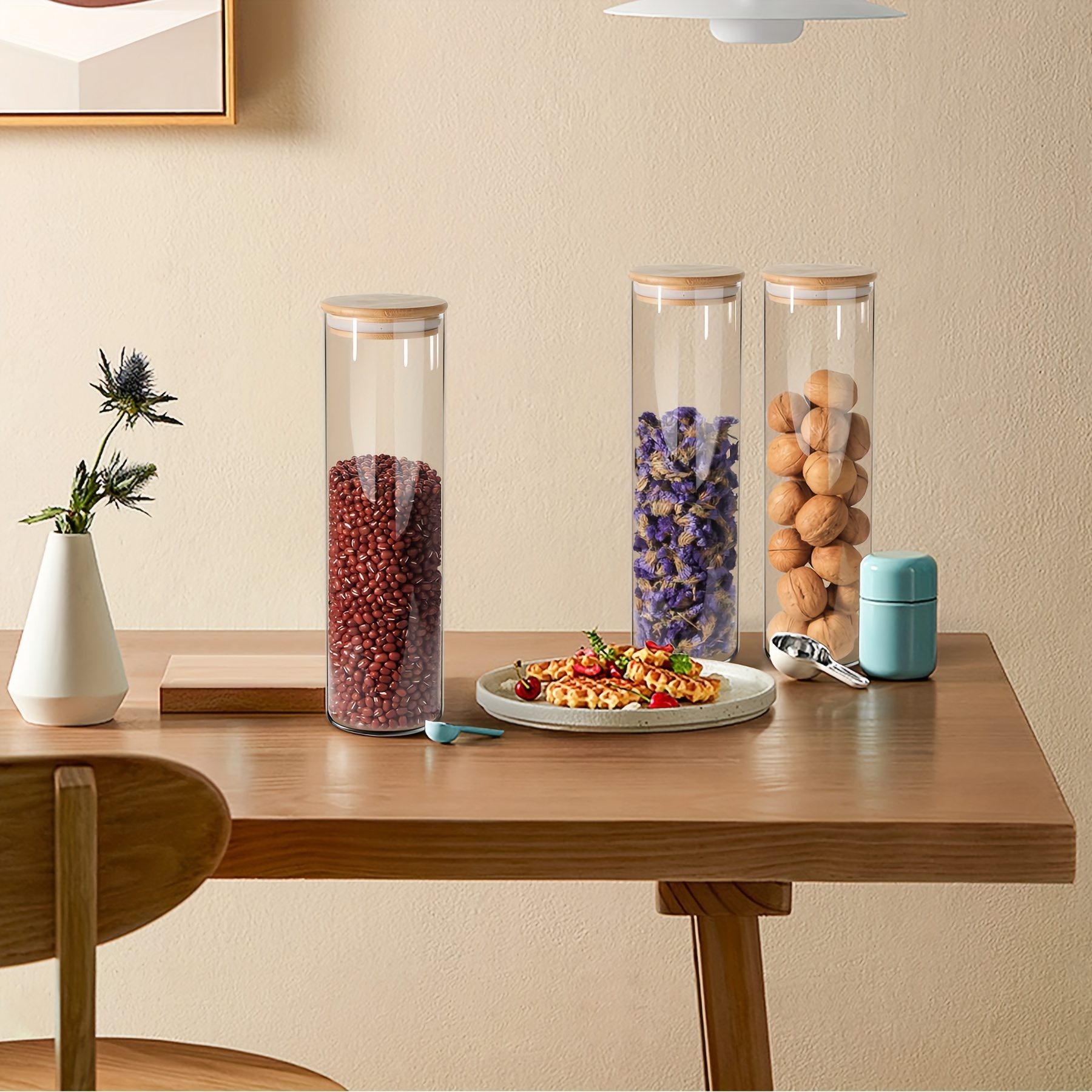 Glass Storage Jar Candy Jar With Lids Food Storage Container - Temu